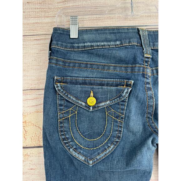 True Religion Joey Flare Button Flaps Jeans Womens 30 Blue Medium Wash Denim - Picture 5 of 12